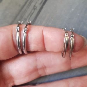 2 Pairs Sterling Silver Hoop Earrings